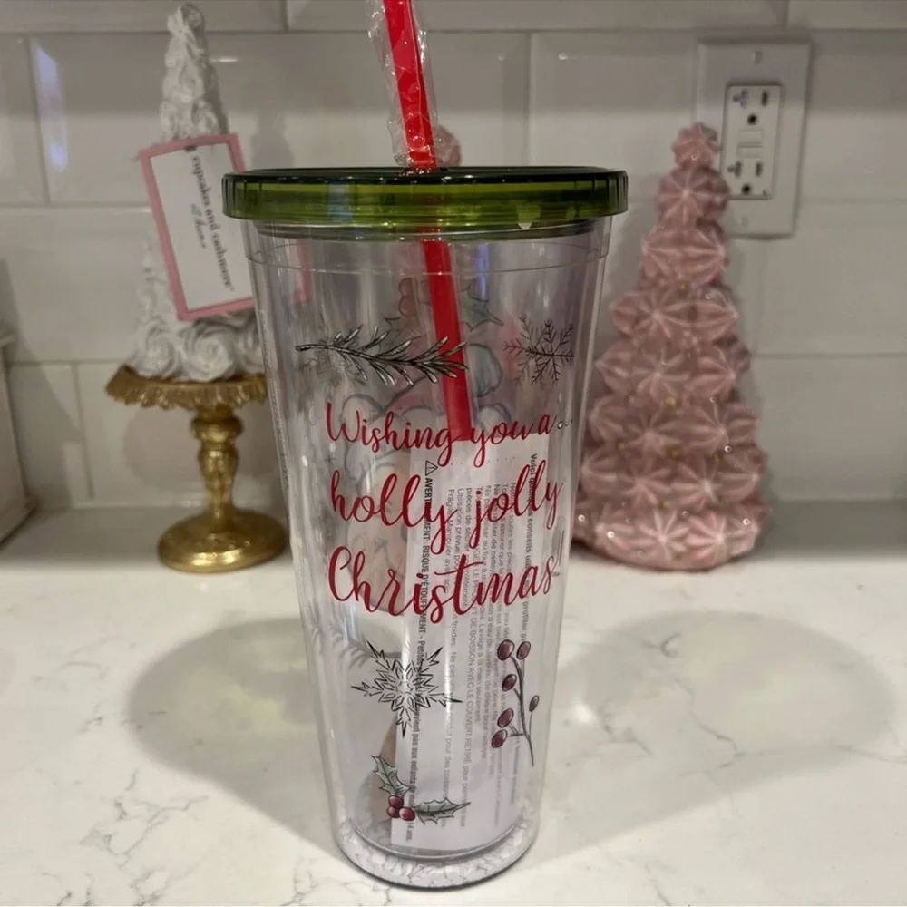 Disney Winnie The Pooh Christmas Holiday Tumbler with Straw